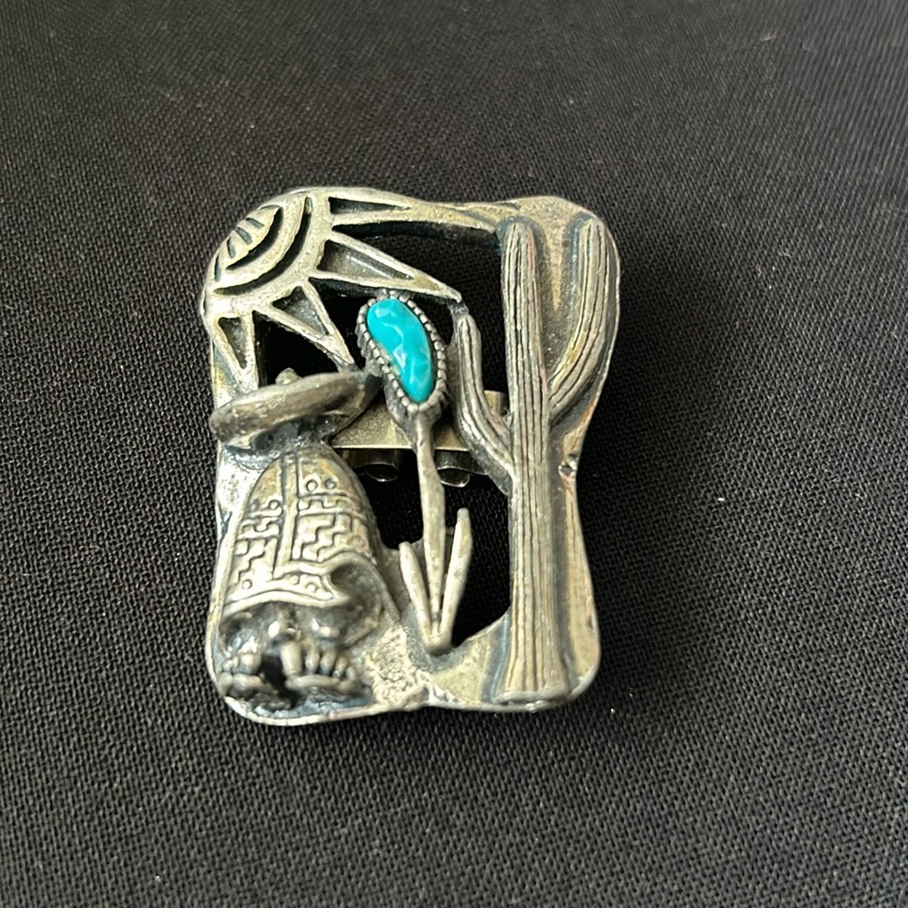 Vintage Southwestern Scene Bolo Tie Clip